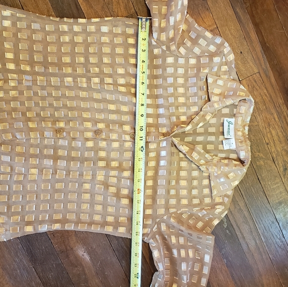 Sheer Golden Geometric Button Up Blouse - Metallic - Picture 4 of 6